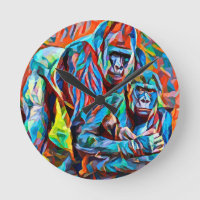 Gorilla Ape Family Abstract Animals Wildlife Art 