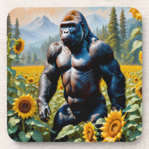 Gorilla Ape In A Field Of Sunflower Coaster