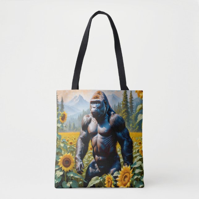 Gorilla Ape In A Field Of Sunflower Tote Bag (Front)