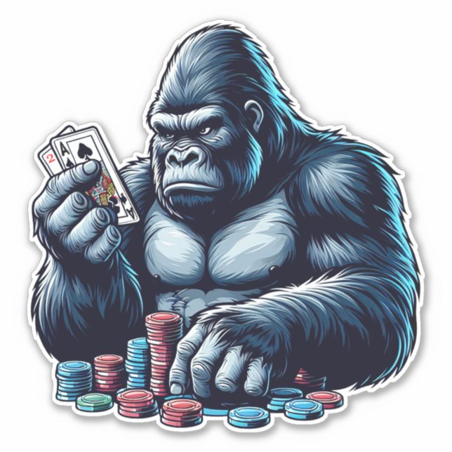 gorilla ape playing cards poker gambling casino  (Front)