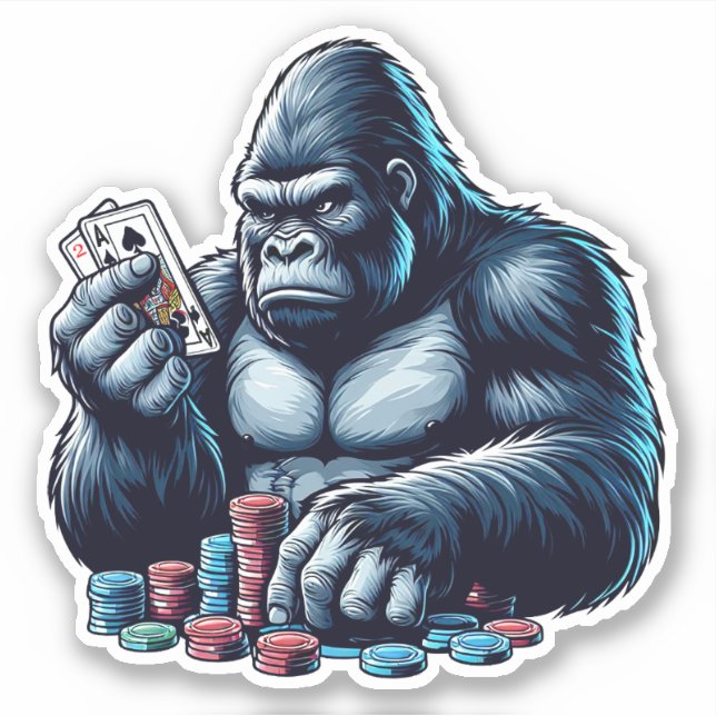 gorilla ape playing cards poker gambling casino  (Front)