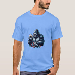 gorilla ape playing cards poker gambling casino T-Shirt