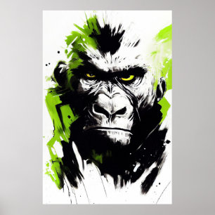 Gorilla Ape Wild Nature Free Spirit Art Painting Poster