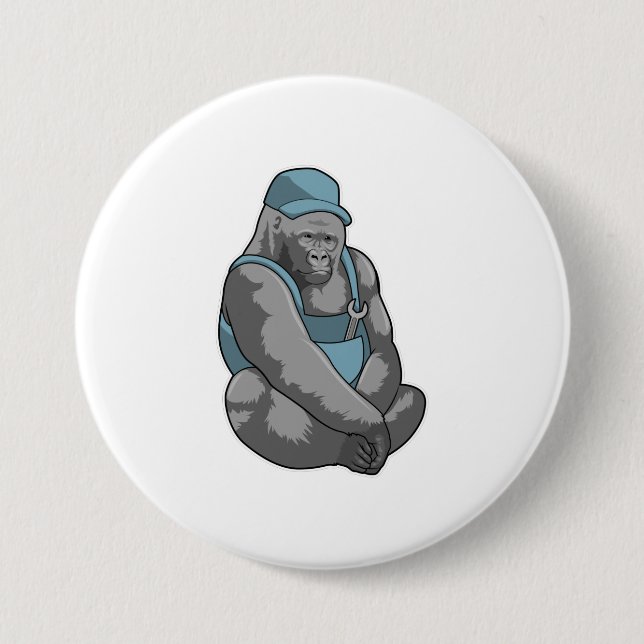 Gorilla as Craftsman with Wrench 7.5 Cm Round Badge (Front)