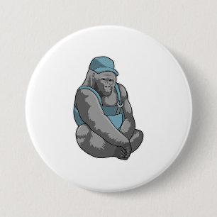 Gorilla as Craftsman with Wrench 7.5 Cm Round Badge