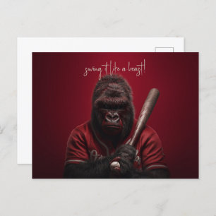 Gorilla Baseball Player Postcard
