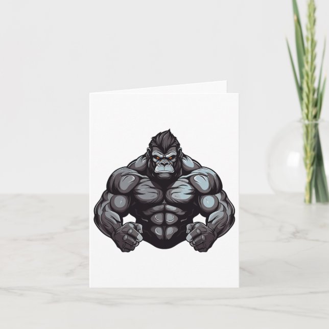 Gorilla Beast Bodybuilder Workout Gym Bodybuilding Card (Front)