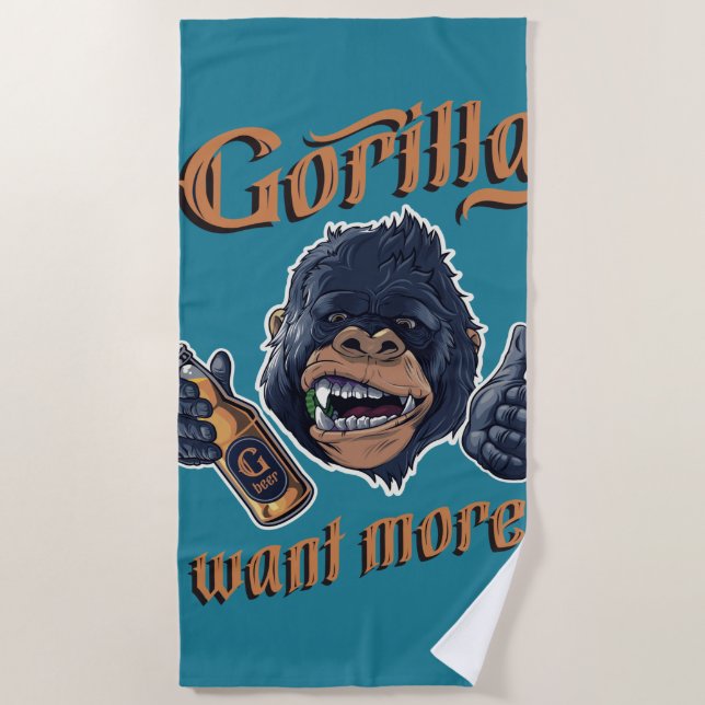 Gorilla Beer Beach Towel (Front)