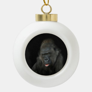 Gorilla Biddy Ceramic Ball Christmas Ornament