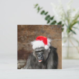 Gorilla Biddy in a Festive Christmas Hat Invitation