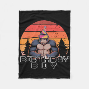 Gorilla Birthday Decorations Monkey Tag Vr Gamer F Fleece Blanket