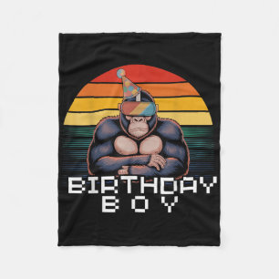 Gorilla Birthday Decorations Monkey Tag Vr Gamer F Fleece Blanket