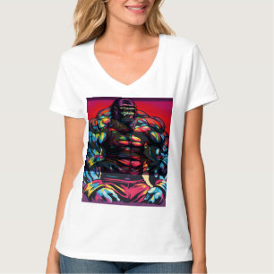 Gorilla Bodybuilder Lifter Pop Art Cartoon T-Shirt