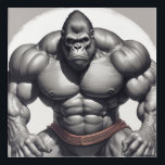 Gorilla Bodybuilder Pop Art Cartoon Drawing<br><div class="desc">Digital Computer Animal Art - College Pop Art - Wild Animal Computer Images</div>