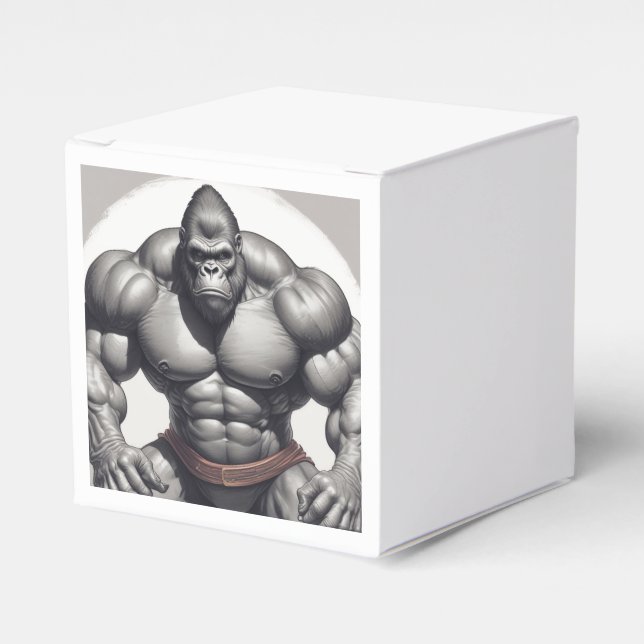 Gorilla Bodybuilder Pop Art Cartoon Drawing Favour Box (Front Side)