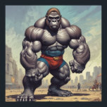 Gorilla Bodybuilder Pop Art Cartoon Drawing Poster<br><div class="desc">Digital Computer Animal Art - College Pop Art - Wild Animal Computer Images</div>