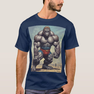 Gorilla Bodybuilder Pop Art Cartoon Drawing T-Shirt