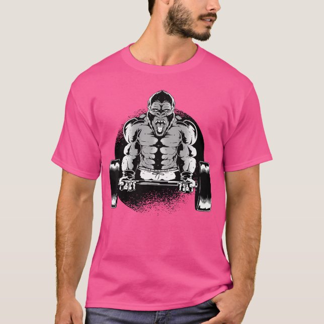 Gorilla Bodybuilding Barbell Monkey Muscle Trainin T-Shirt (Front)