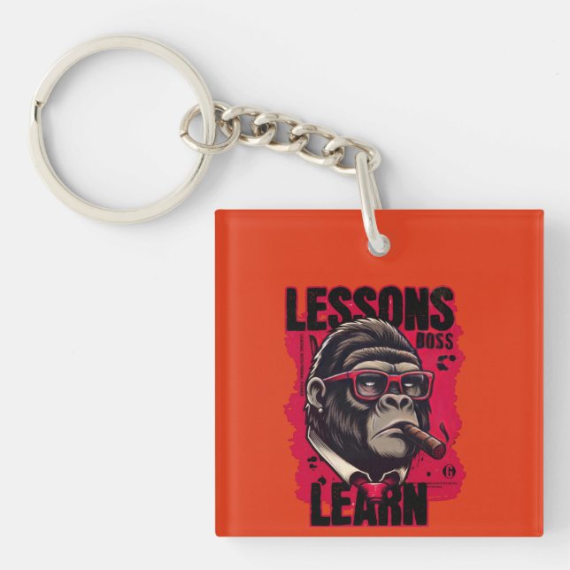 Gorilla Boss Lessons Learn Keychain  (Front)