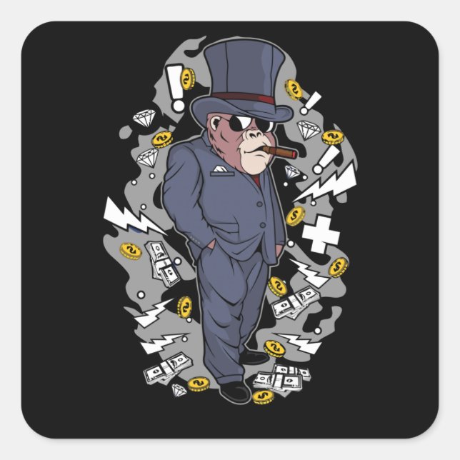 Gorilla Boss Square Sticker (Front)
