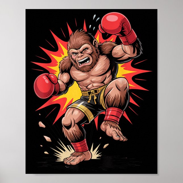 Gorilla Boxing Champion Retro Arcade Fighting Ape Poster (Front)