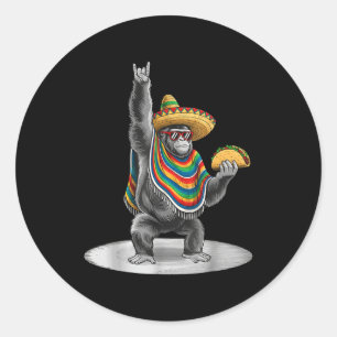 Gorilla carrying taco funny cinco de mayo boys men classic round sticker