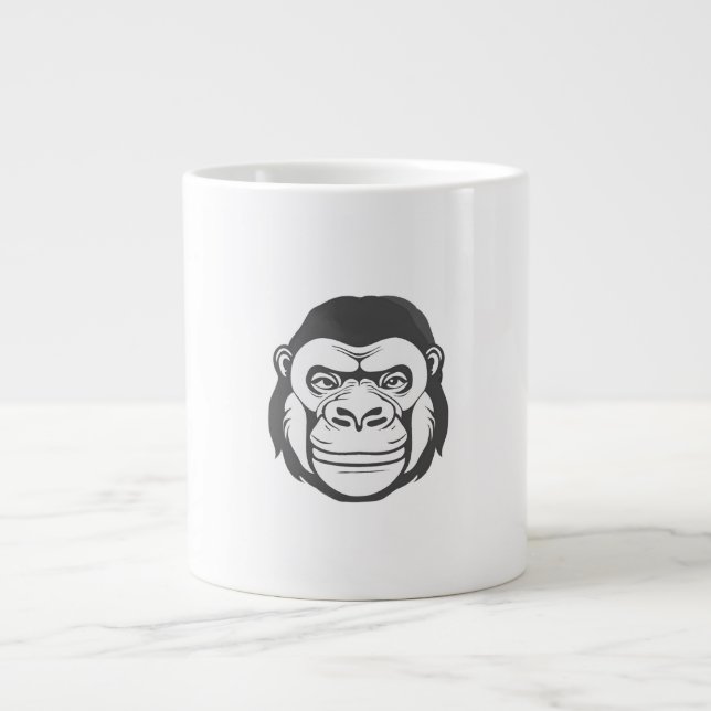 Gorilla Cartoon Drawing Large Coffee Mug (Front)