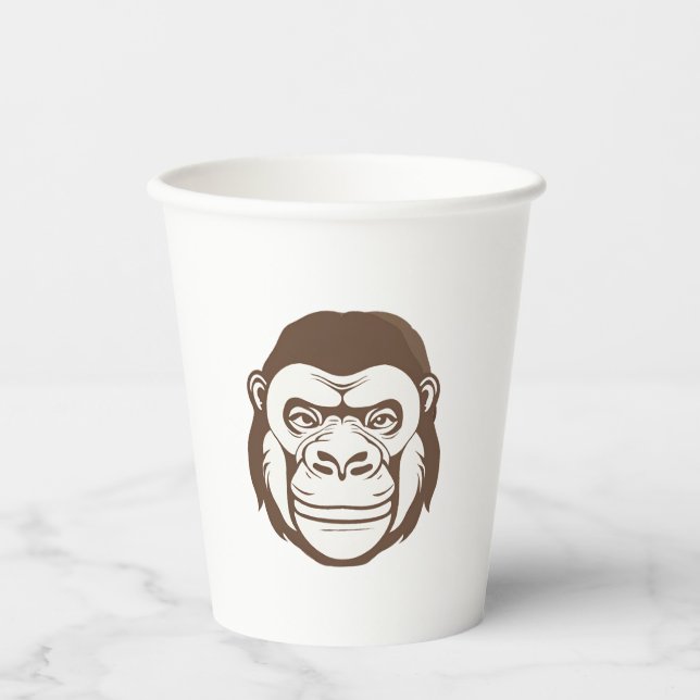 Gorilla Cartoon Drawing Paper Cups (Front)