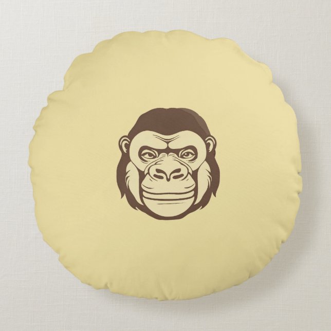 Gorilla Cartoon Drawing Round Cushion (Front)