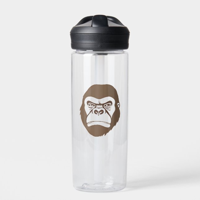Gorilla Cartoon Drawing Water Bottle (Front)