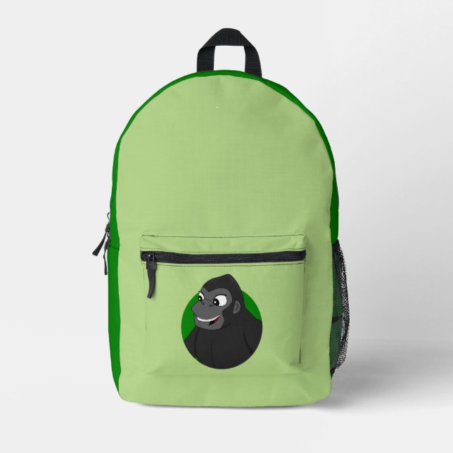 Gorilla Cartoon  Printed Backpack (Front)