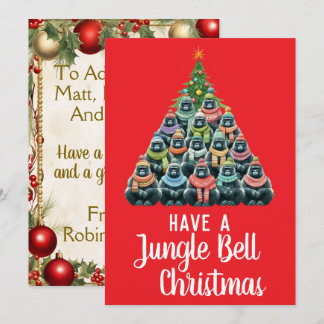 Gorilla Christmas Tree Jungle Bell Holiday Card