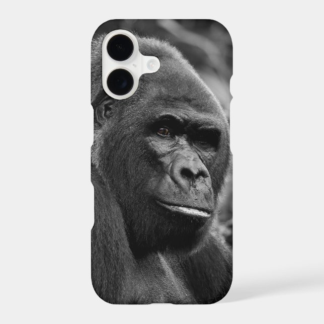 Gorilla Close Up Black And White Portrait iPhone Case (Back)