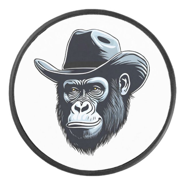 Gorilla Cowboy Hockey Puck (Front)