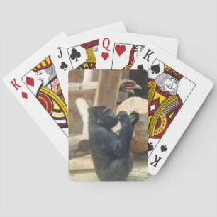 Gorilla eating his lunch, Animal, Wildlife, Ape Playing Cards