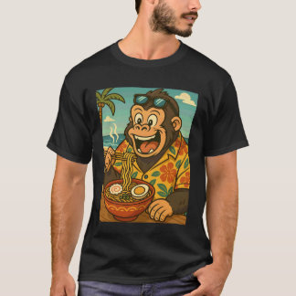Gorilla Eating Ramen Noodles Sunglasses Japanese F T-Shirt