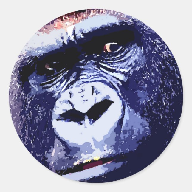 Gorilla Face Classic Round Sticker (Front)