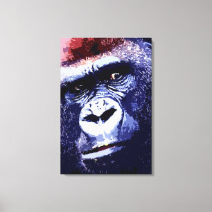 Gorilla Face Pop Art Wrapped Canvas