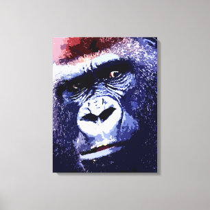 Gorilla Face Pop Art Wrapped Canvas
