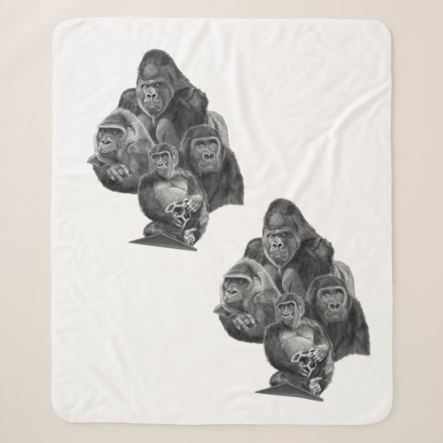 Gorilla Family Blanket (ゴリラ家族のブランケット）Gorilla Life (Front)