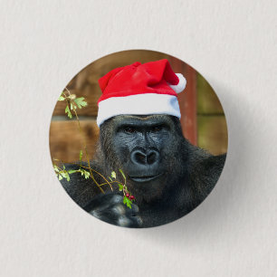 Gorilla Festive Cheer Unleashed 3 Cm Round Badge