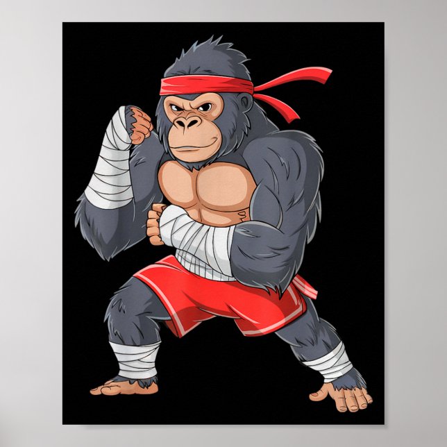 Gorilla Fighter MMA Kick Boxing Training Martial Poster (Front)