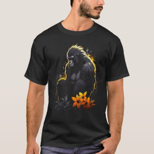 Gorilla Flowers Artwork  Animal Monkey Zoo Gorilla T-Shirt