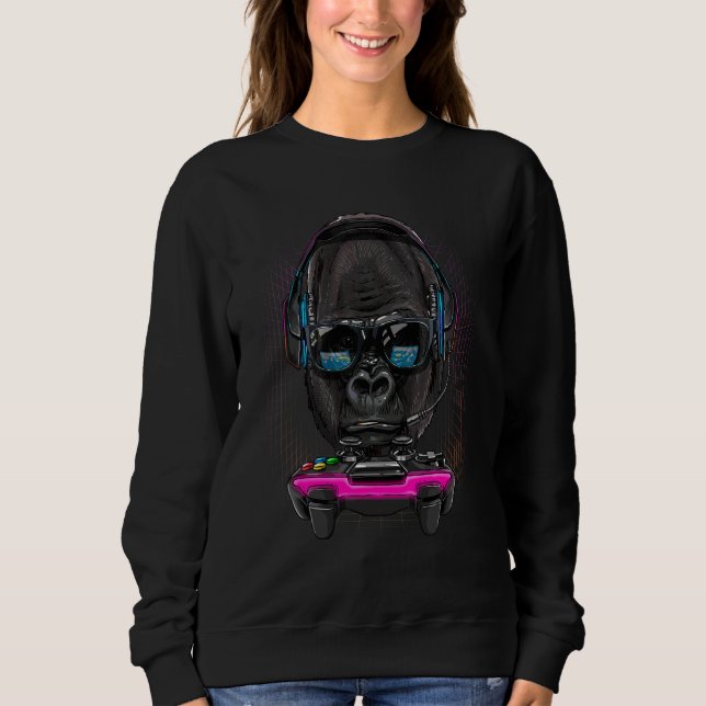 Gorilla Gamer Pc Computer Video Game  Streaming Ga Sweatshirt (Front)