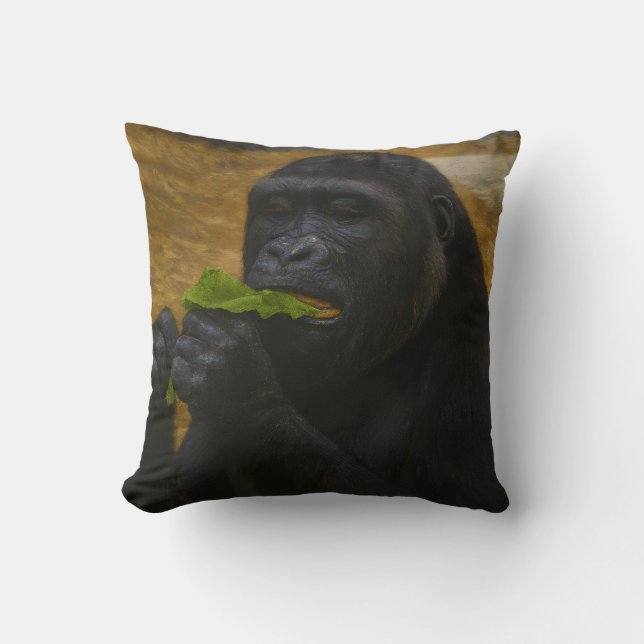 Gorilla Grace – Realistic Wildlife Portrait Cushion (Front)