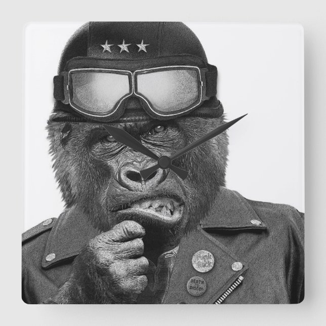 Gorilla Guy Square Wall Clock (Front)