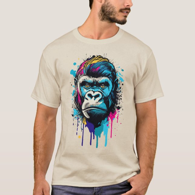 Gorilla Head - Gorilla T-Shirt - Colourful Gorilla (Front)