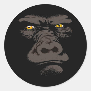 Gorilla in Black Classic Round Sticker