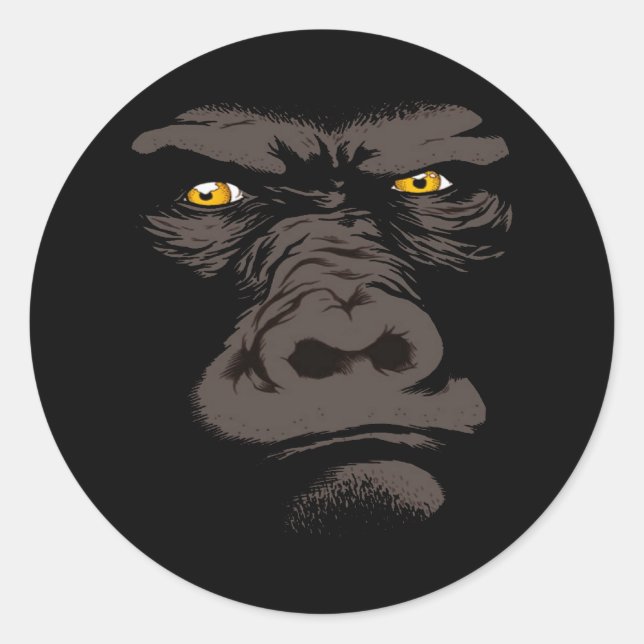 Gorilla in Black Classic Round Sticker (Front)