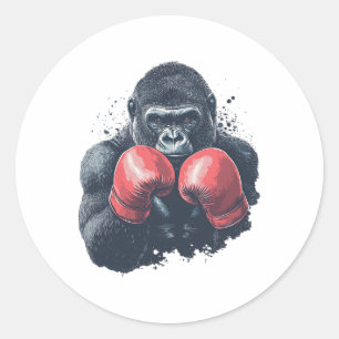 Gorilla In Boxing Gloves - Boxing Training Classic Round Sticker